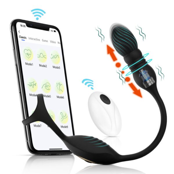 Wireless App-Controlled Anal Plug & Triple Cock Ring | Silicone Prostate Massager - Image 3