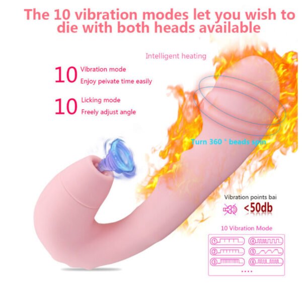 Rechargeable Vibrating Massage Wand with Suction & Rotating Beads | Multi-Function Pleasure Toy