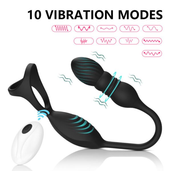 Wireless App-Controlled Anal Plug & Triple Cock Ring | Silicone Prostate Massager - Image 5