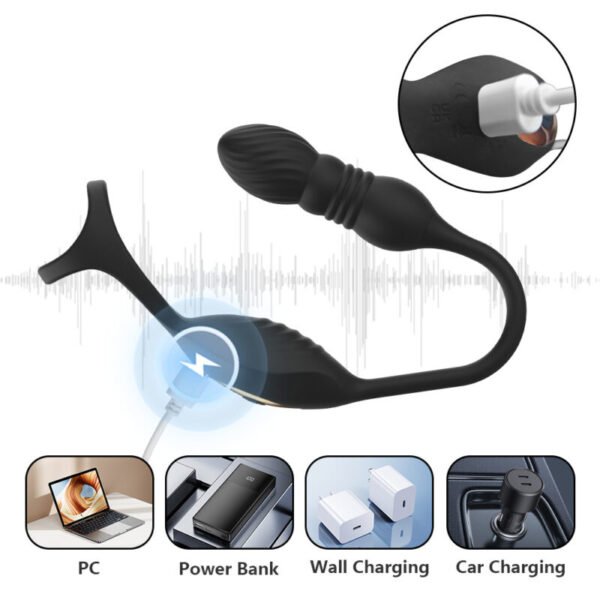 Wireless App-Controlled Anal Plug & Triple Cock Ring | Silicone Prostate Massager - Image 6