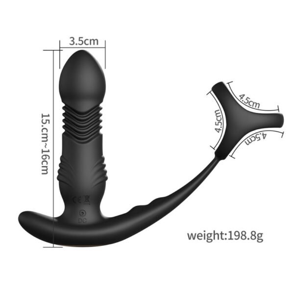 Automatic Prostate Massager Vibrating Anal Plug with Stretchable Cock Ring - Image 5