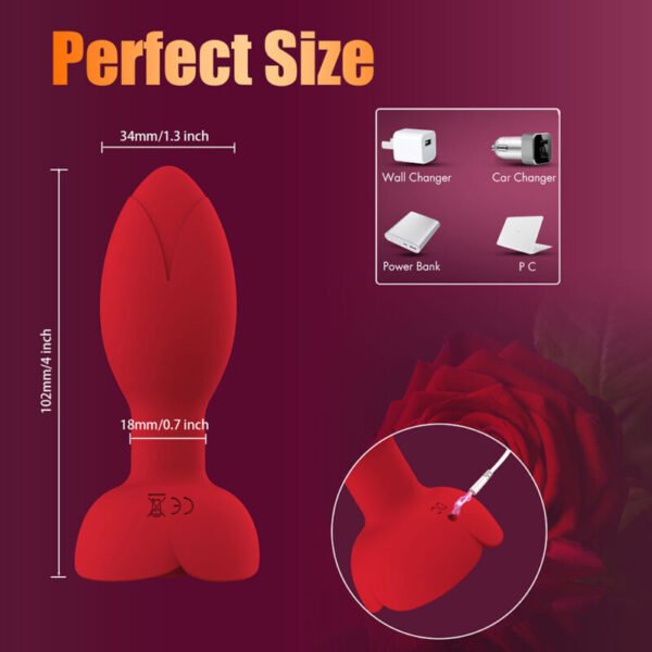 Rose Rotating Anal Plug with APP Control | Silicone Vibrating Butt Plug for Men & Women - Image 7