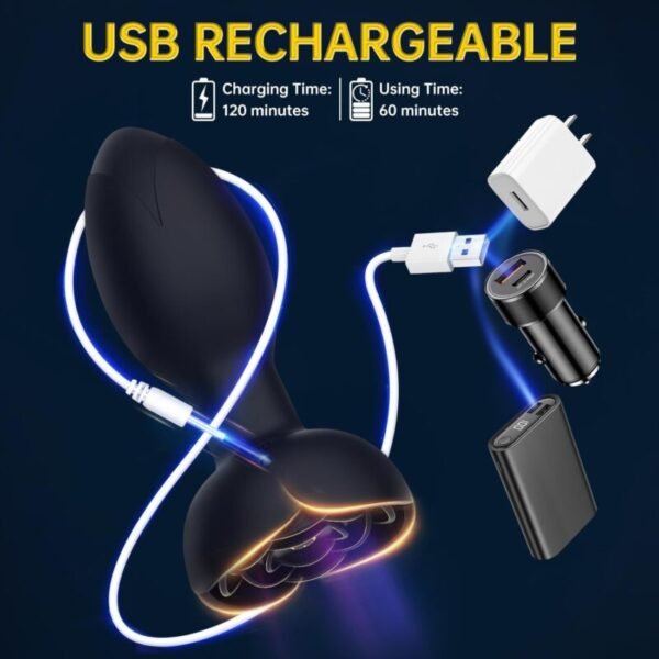Rose Rotating Anal Plug with APP Control | Silicone Vibrating Butt Plug for Men & Women - Image 2