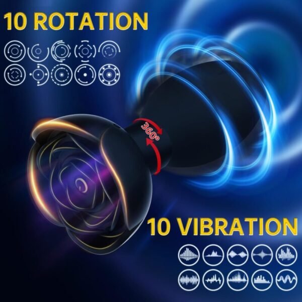 Rose Rotating Anal Plug with APP Control | Silicone Vibrating Butt Plug for Men & Women - Image 3