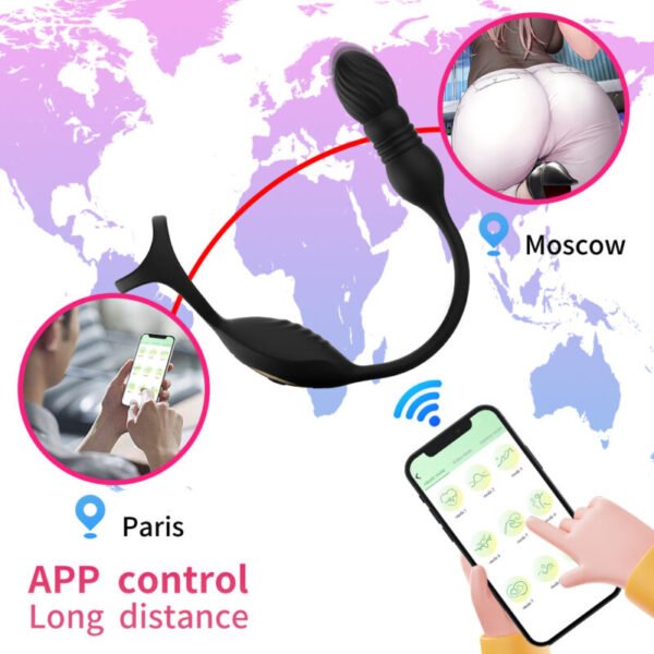 Wireless App-Controlled Anal Plug & Triple Cock Ring | Silicone Prostate Massager - Image 2